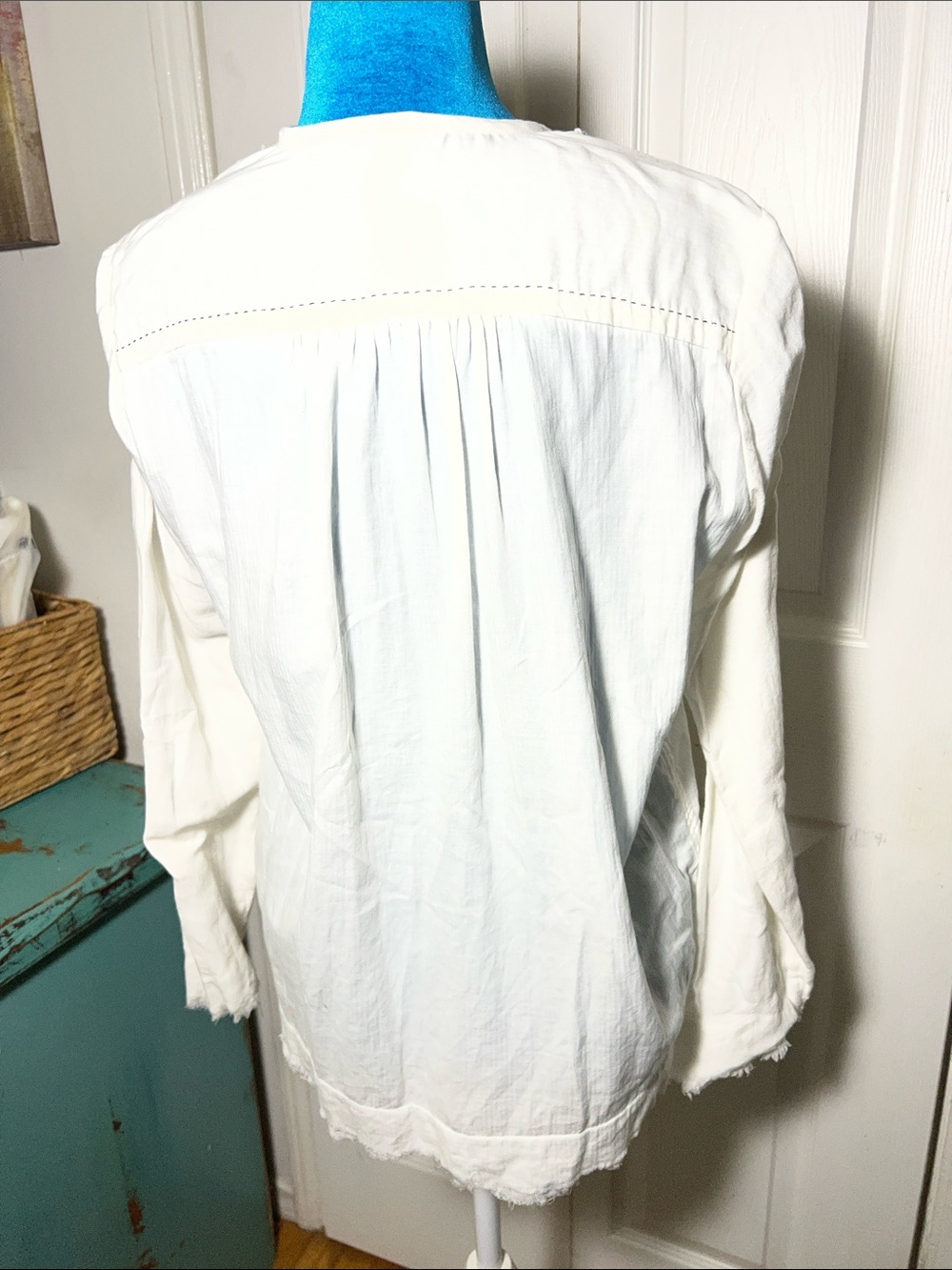 Pas De Calais Natural Works Project Cotton White Button Down Blouse Women’s 34 S - Picture 5 of 8